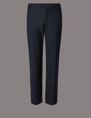 Wool Blend Tapered Leg Trousers
